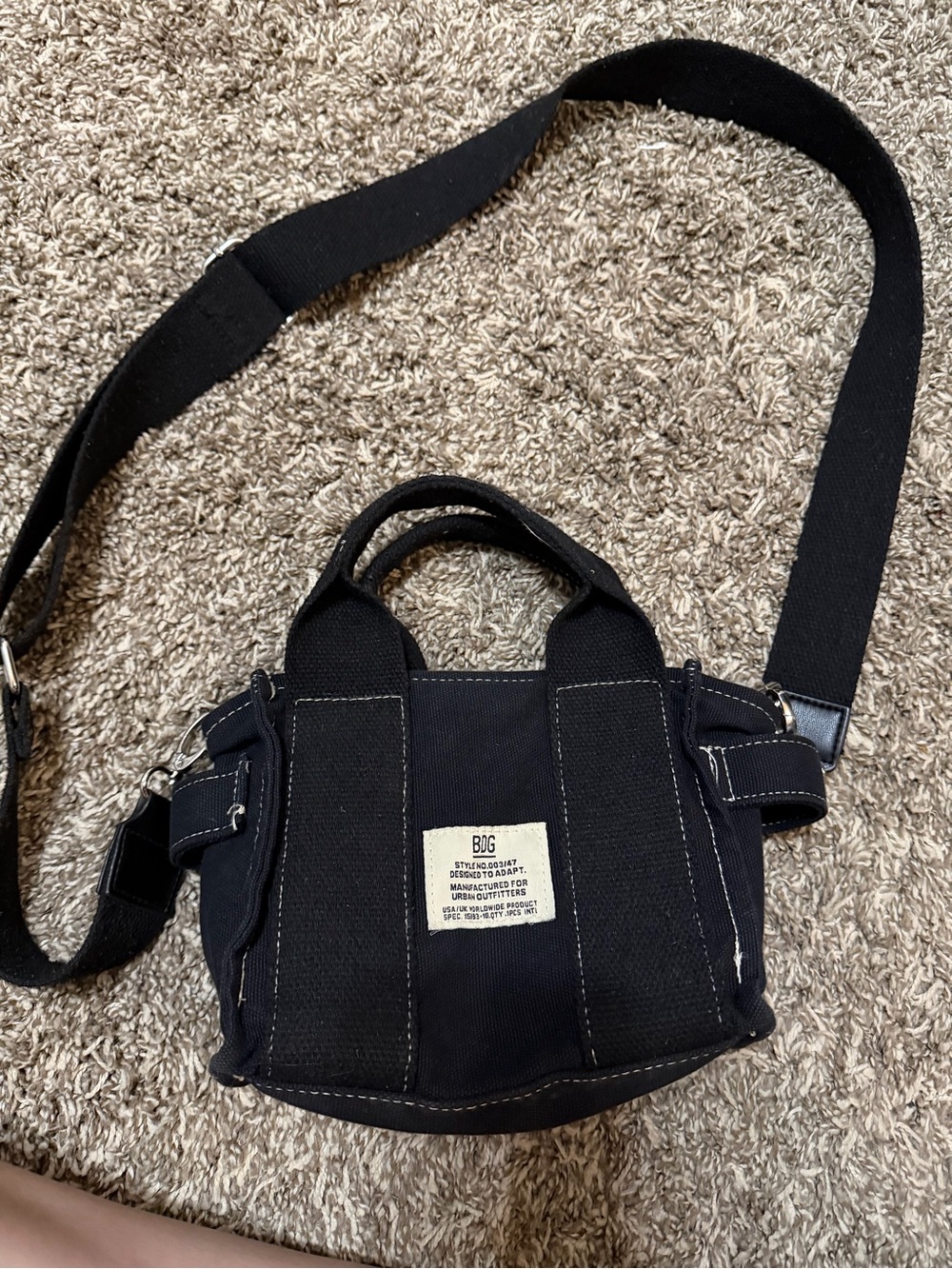 BDG Black Canvas Mini Crossbody with White Stitching